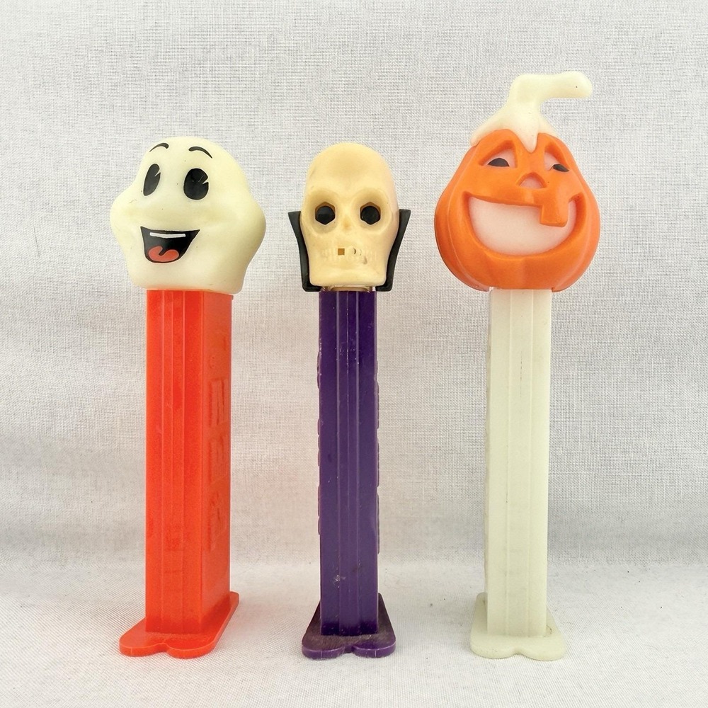 Vintage Halloween Pez Candy Dispenser‎ Lot of 3 Pumpkin - Skeleton/Skull - Ghost